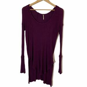 FREE PEOPLE Purple Waffle Knit Long Sleeve Sweater XS